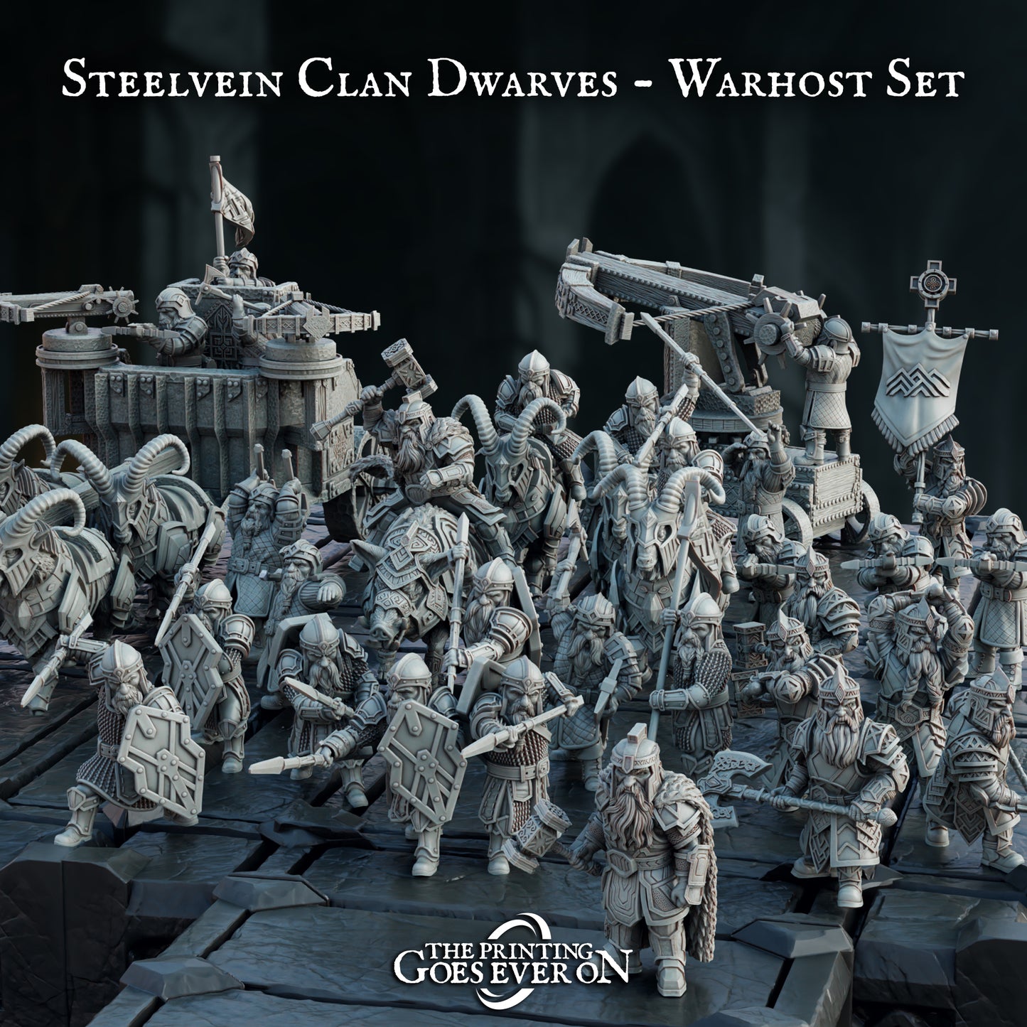 Steelvein Clan Dwarves Warband (Sculpted by The Printing Goes Ever On)