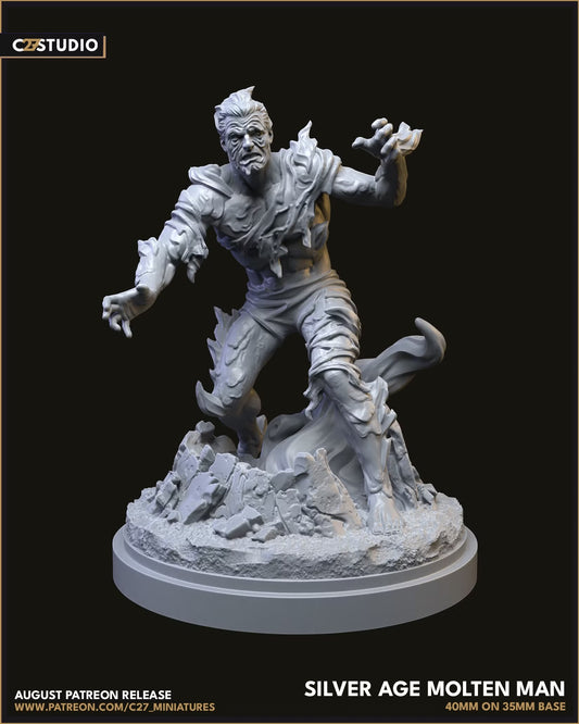 Silver Age Molten Man on 35mm Base (Sculpted by C27 Minis & Terrain)