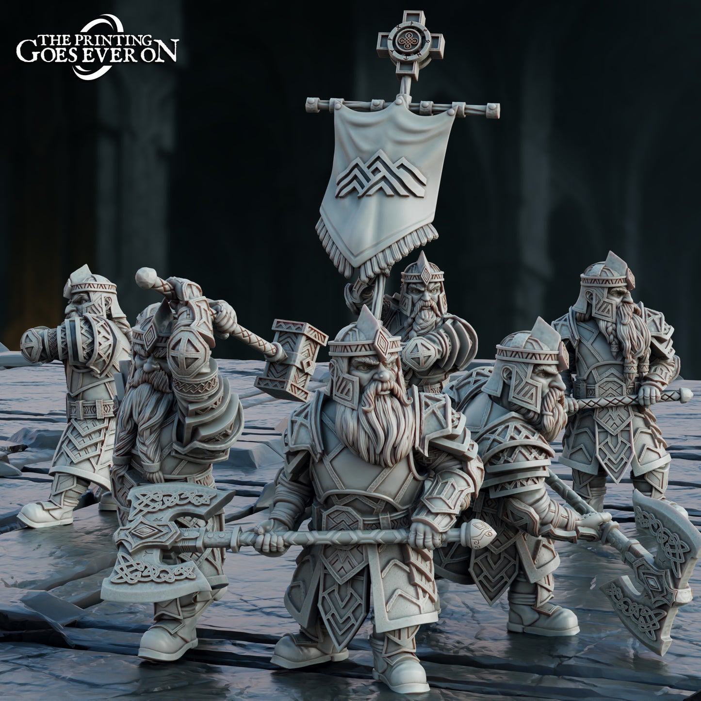 Steelvein Clan Dwarven Iron Vanguard - set of 6 (Sculpted by The Printing Goes Ever On)