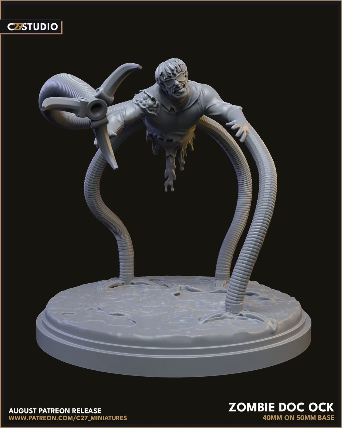 Zombie Doc Ock on 50mm Base (Sculpted by C27 Minis & Terrain)
