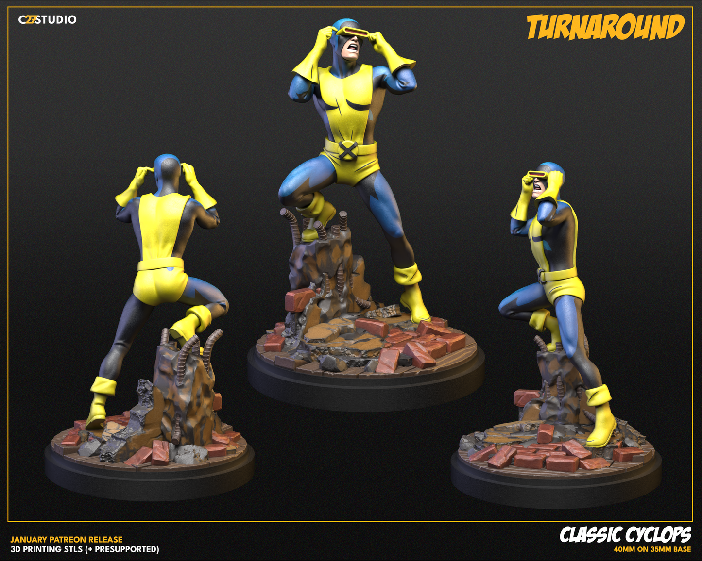 Classic Cyclops 40mm on 35mm Base (Sculpted by C27 Studios) - 3D Printed Miniature