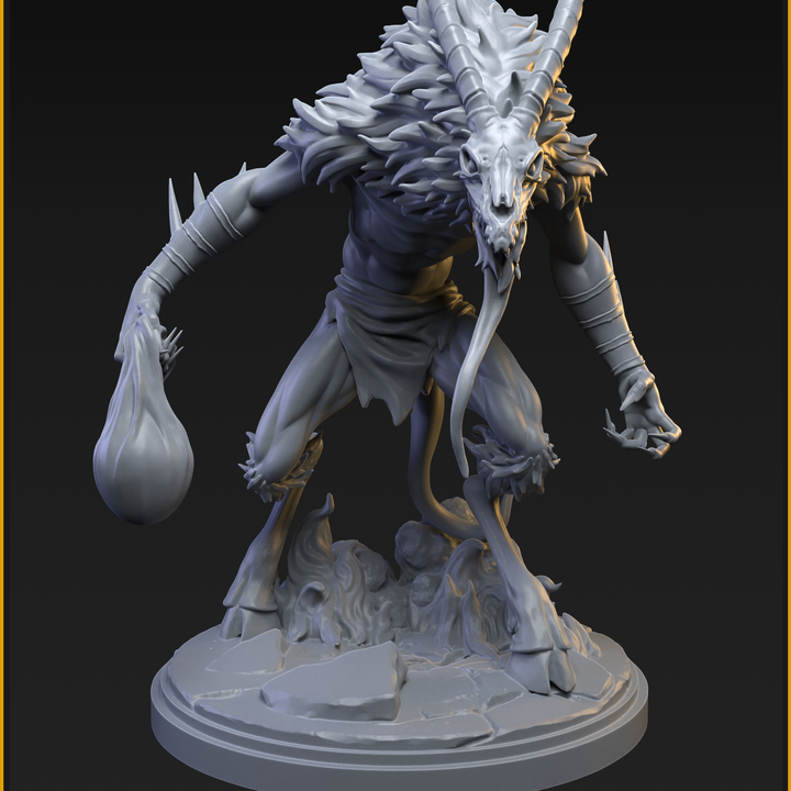 Krampus 40mm Scale on 50mm Base (Sculpted by C27 Studios) - 3D Printed Miniature