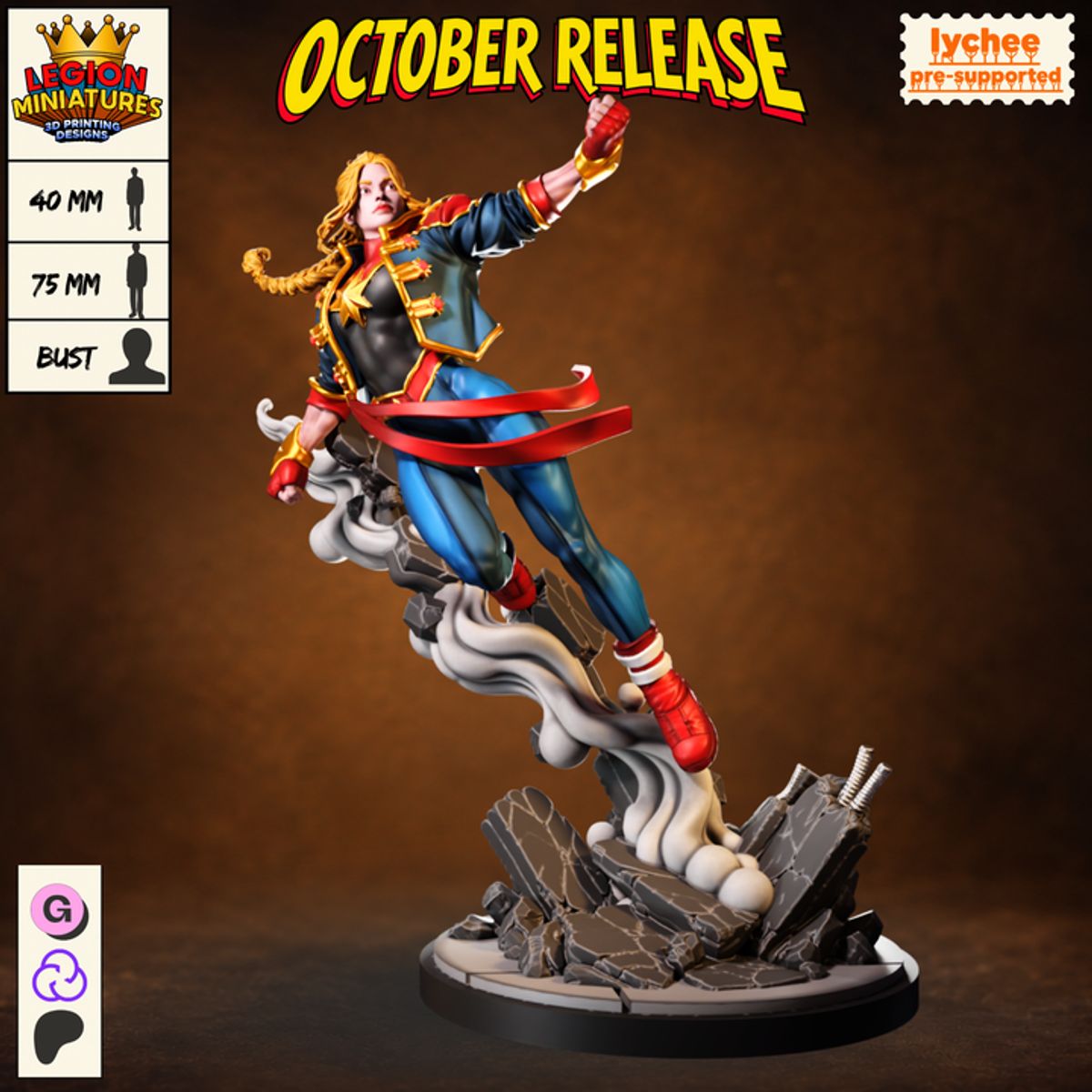 Captain Marvel Fan-Art 40mm Miniature (Sculpted by Legion Miniatures)