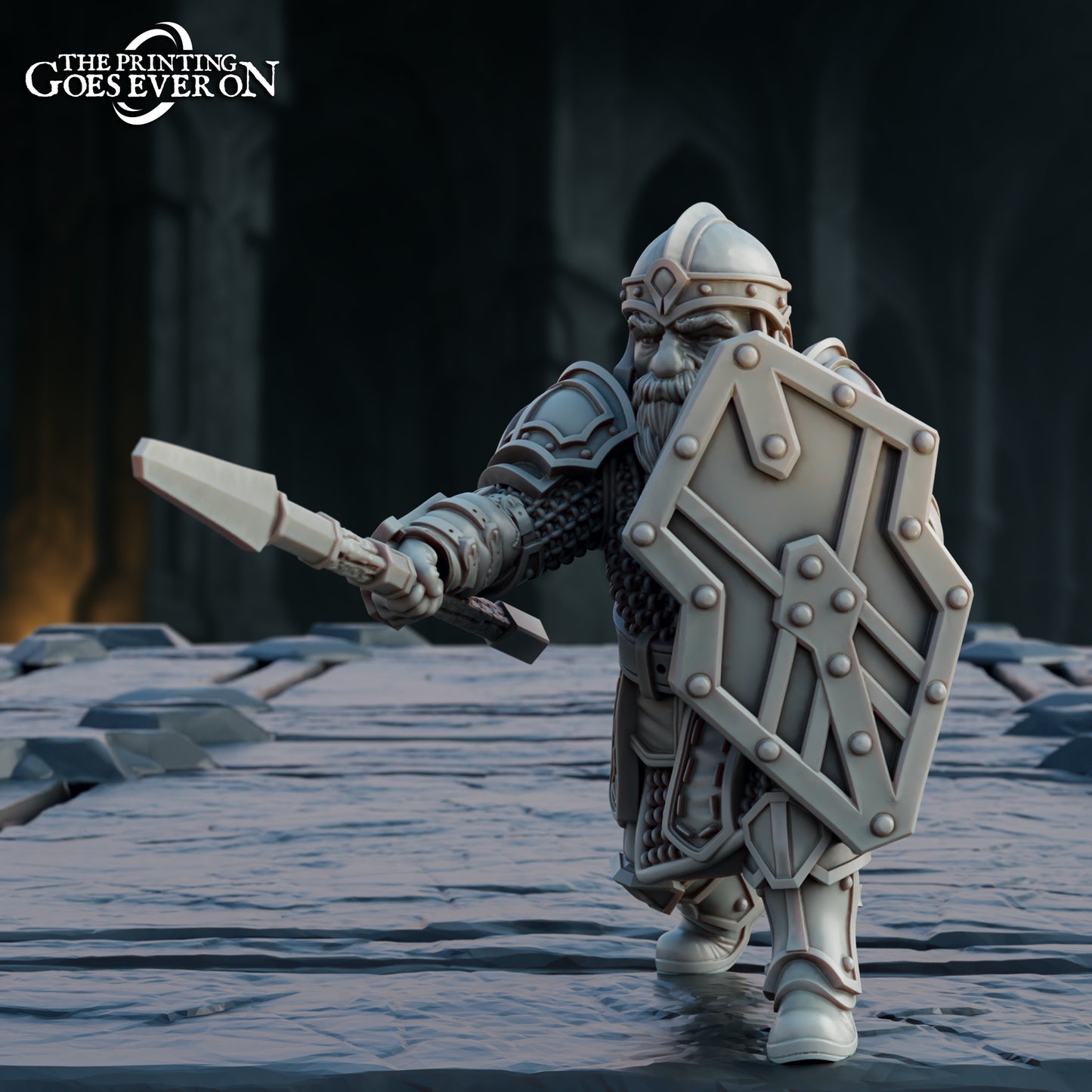 Steelvein Clan Dwarven Spearmen - set of 7 (Sculpted by The Printing Goes Ever On)