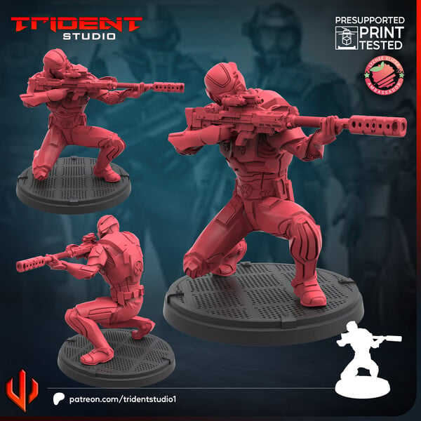 SHIELD Agent Sniper (Fan art sculpted by Trident Studio) (Crisis Protocol Proxy/Alternative)