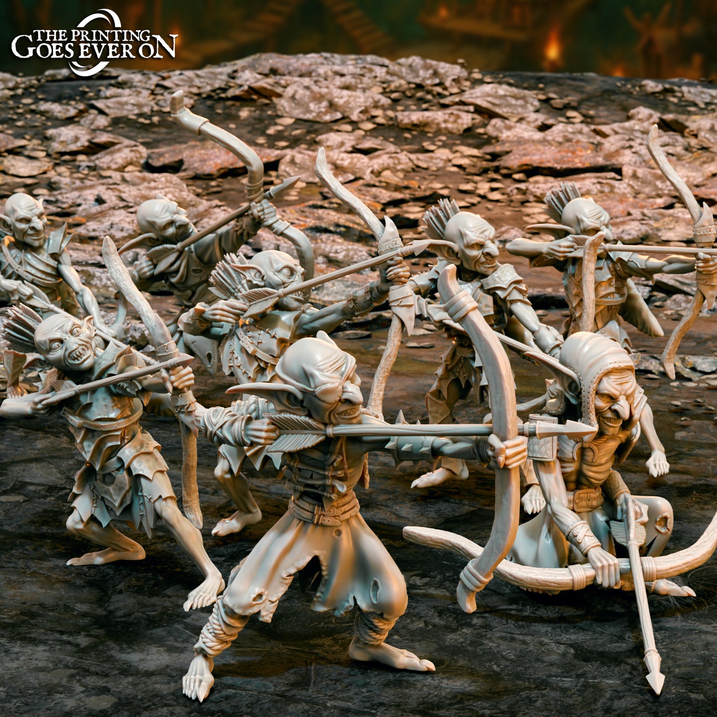 Goblin Den Archers - set of 7 (sculpted by Printing Goes Ever On)