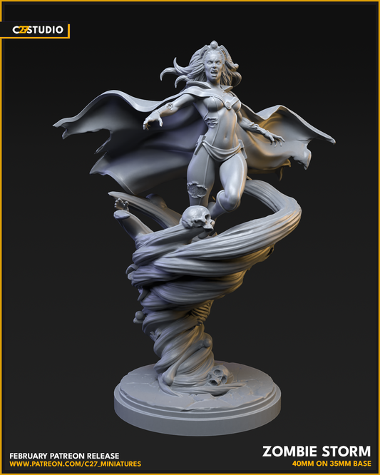 Zombie Storm 40mm on 35mm Base (Sculpted by C27 Studios) - 3D Printed Miniature