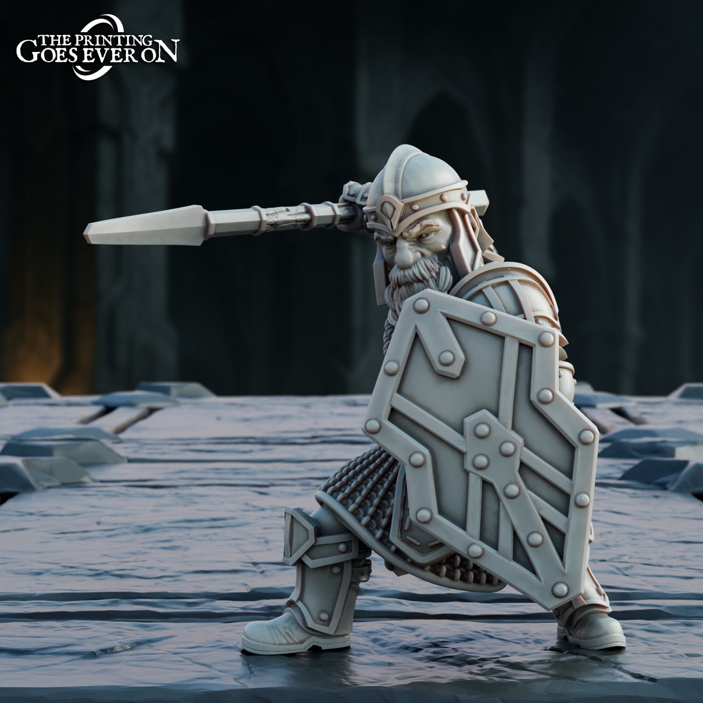 Steelvein Clan Dwarven Spearmen - set of 7 (Sculpted by The Printing Goes Ever On)