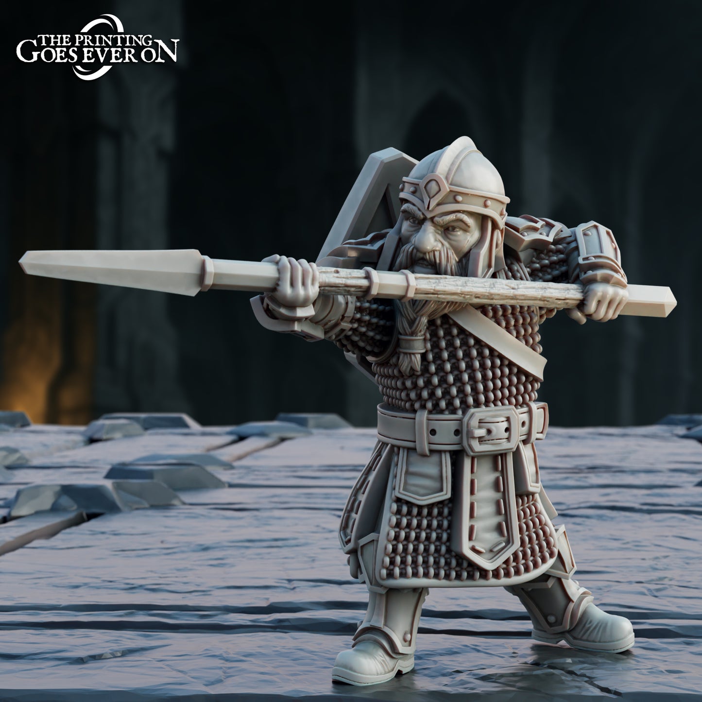 Steelvein Clan Dwarven Spearmen - set of 7 (Sculpted by The Printing Goes Ever On)
