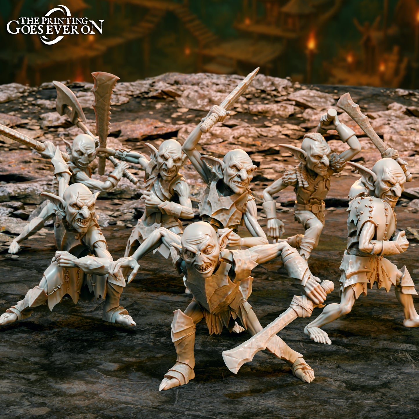 Goblin Den Fighters - set of 7 (sculpted by Printing Goes Ever On)