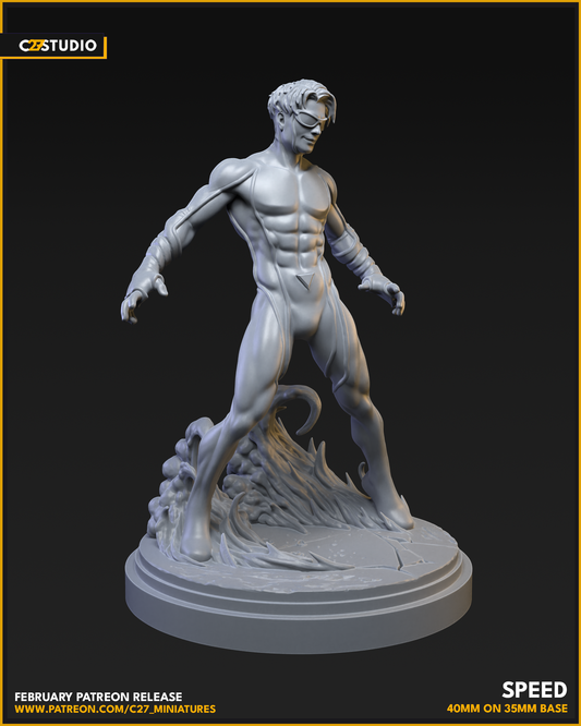 Speed 40mm on 35mm Base (Sculpted by C27 Studios) - 3D Printed Miniature