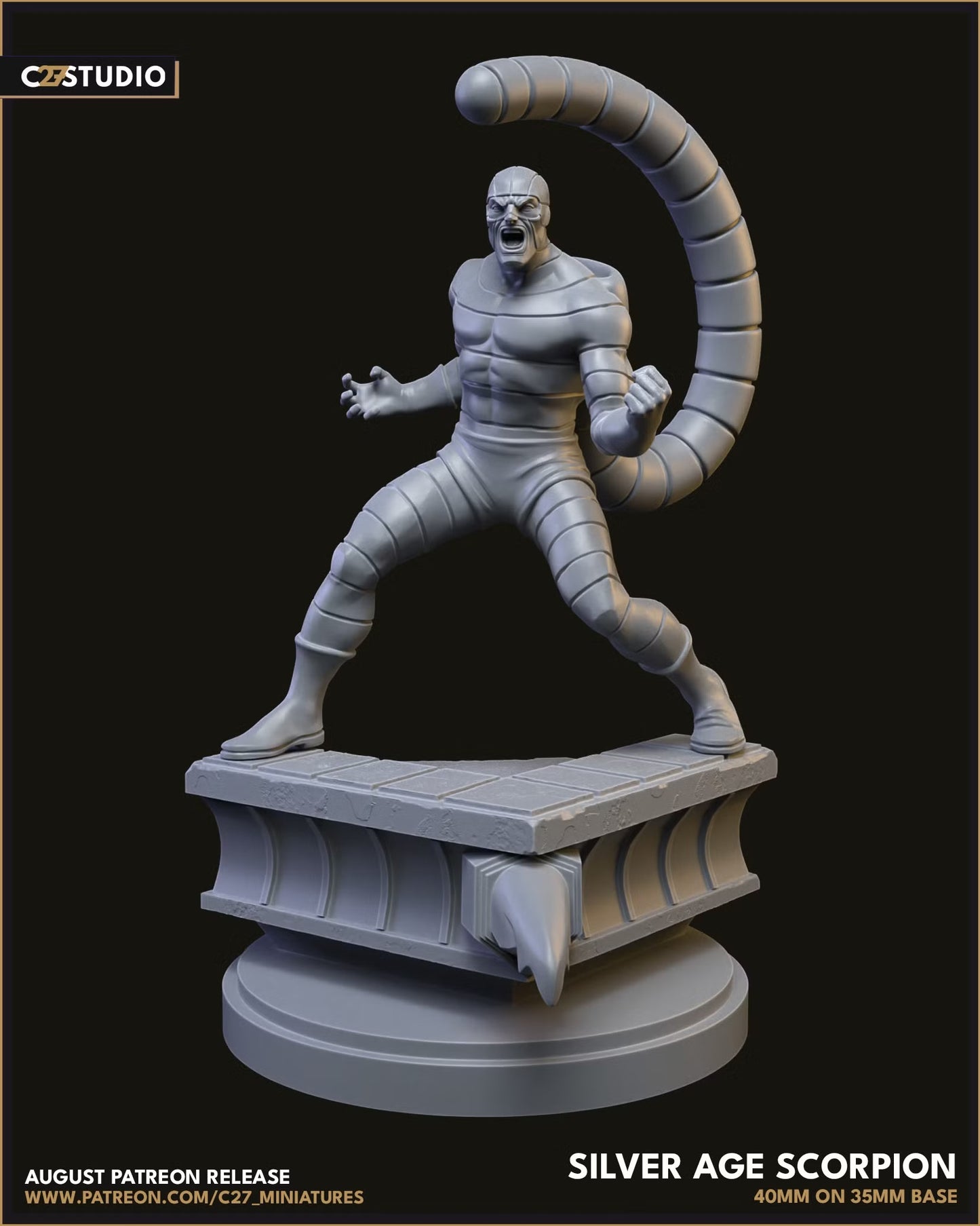 Silver Age Scorpion on 35mm Base (Sculpted by C27 Minis & Terrain)