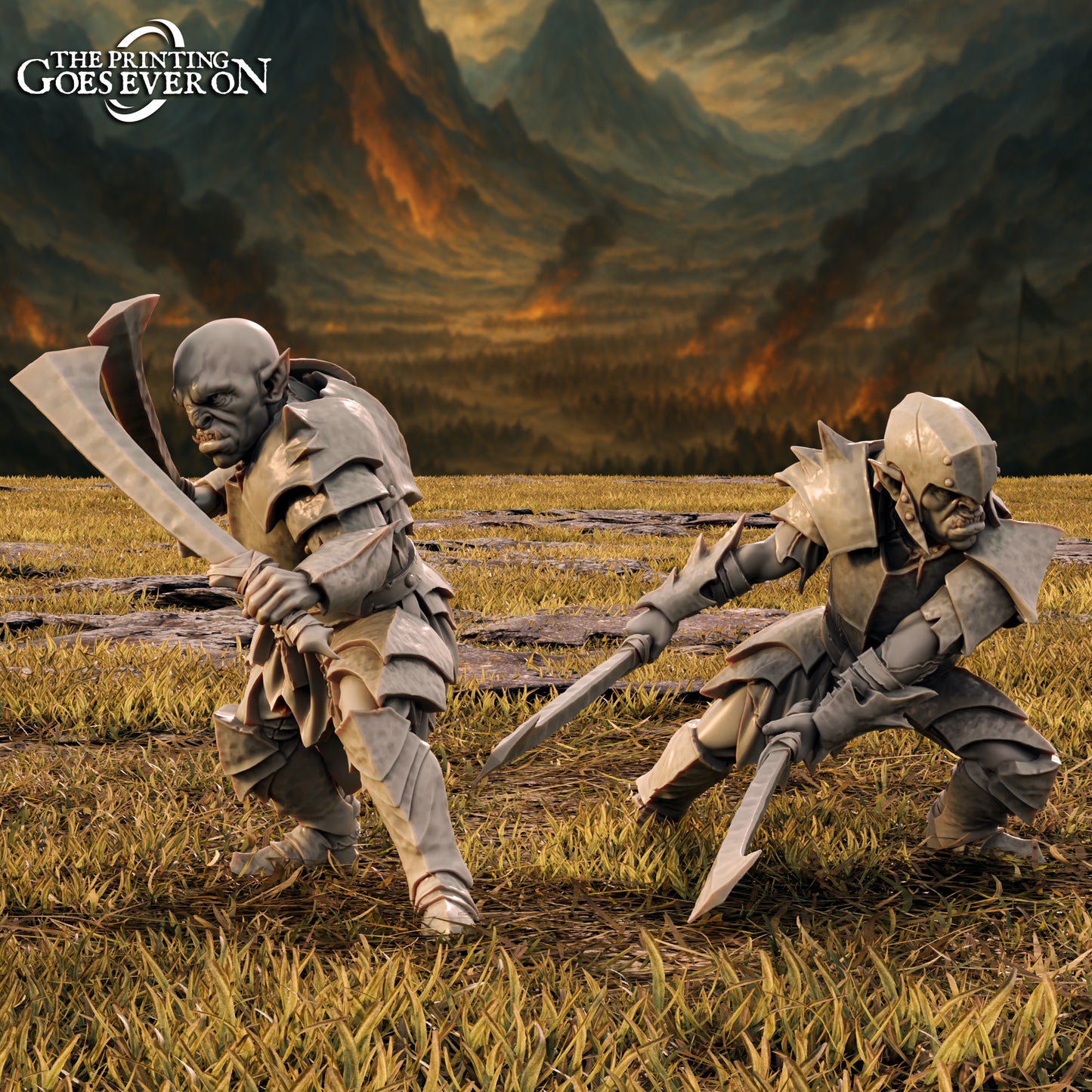 Azrak's Orc Skirmishers - set of 2 (Sculpted by The Printing Goes Ever On)
