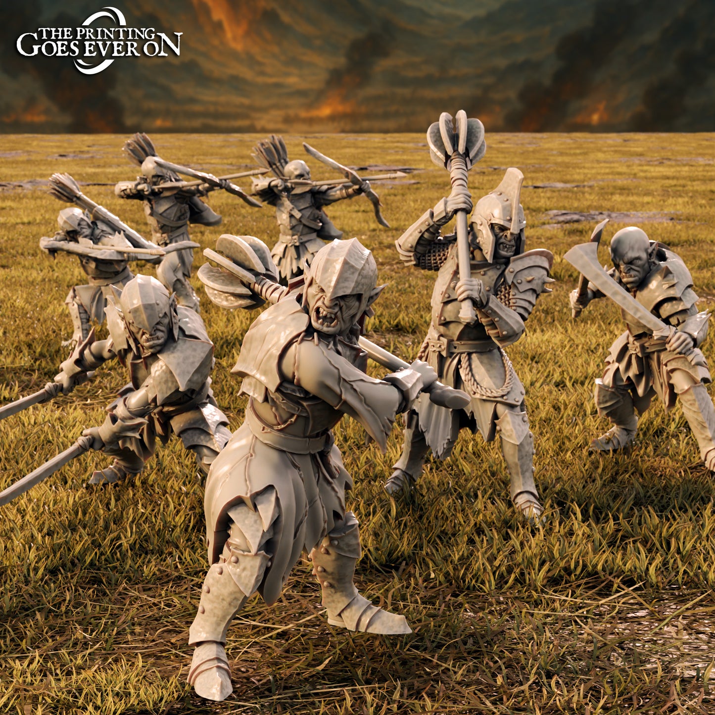 Azrak's Orcs - set of 7 (Sculpted by The Printing Goes Ever On)