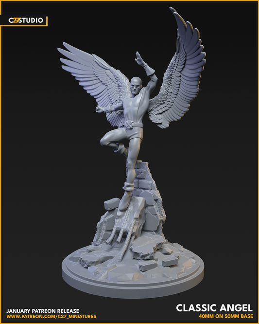 Classic Angel 40mm on 50mm Base (Sculpted by C27 Studios) - 3D Printed Miniature