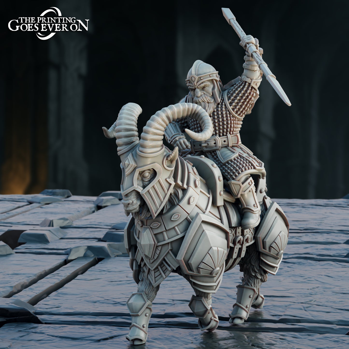 Steelvein Clan Dwarven Mountain Goat Riders - set of 3 (Sculpted by The Printing Goes Ever On)