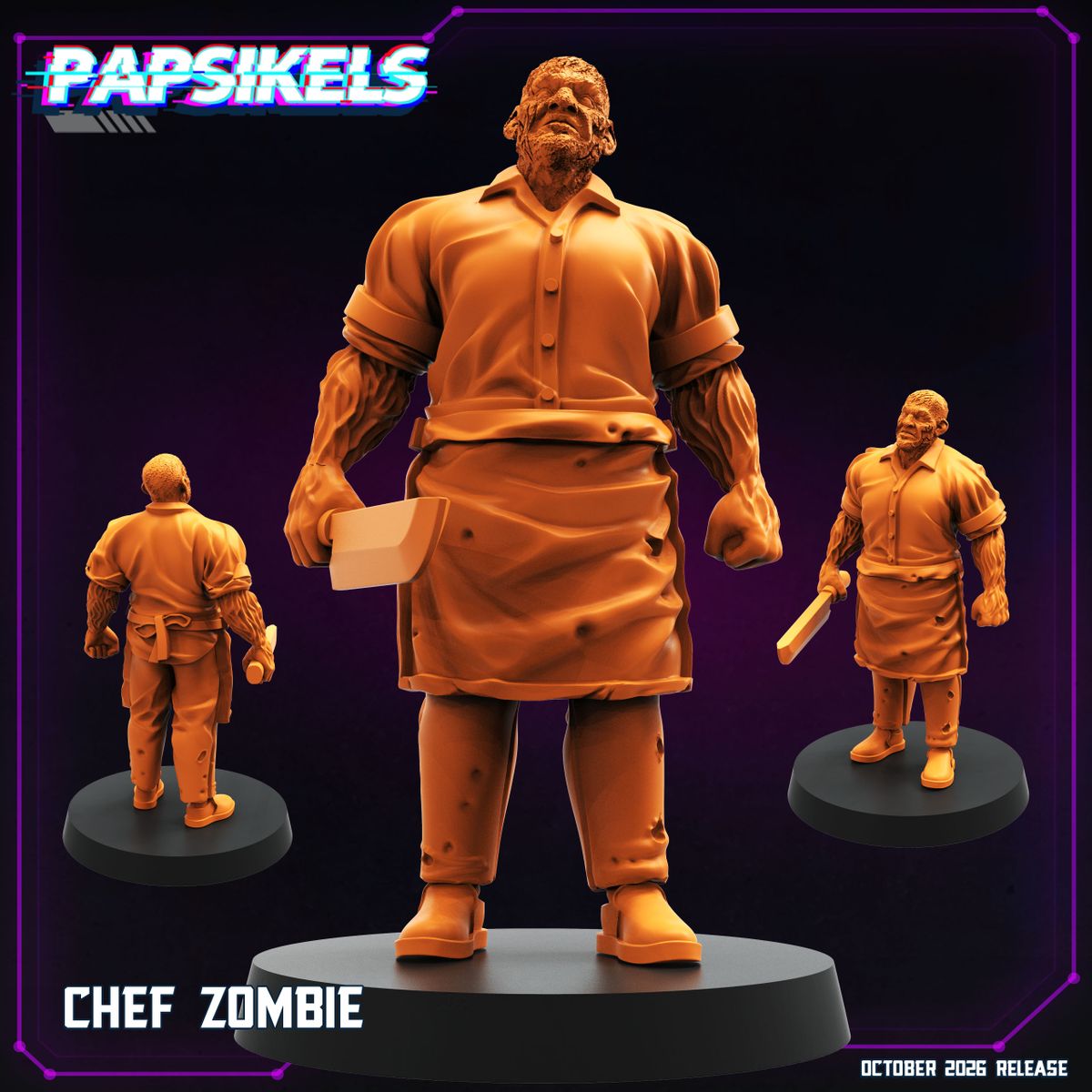 Chef Zombie 32mm resin miniature by Papsikels