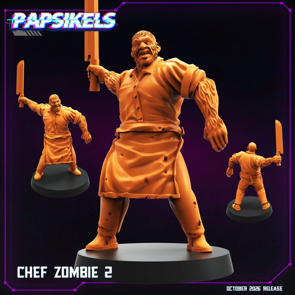 Chef Zombie 2 32mm resin miniature by Papsikels