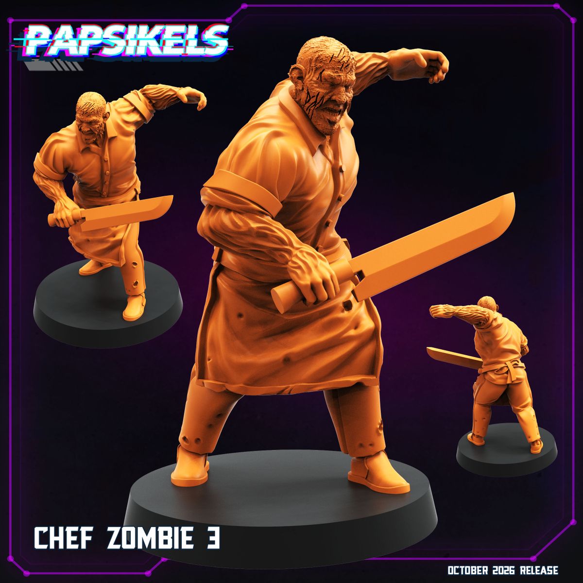 Chef Zombie 3 32mm resin miniature by Papsikels