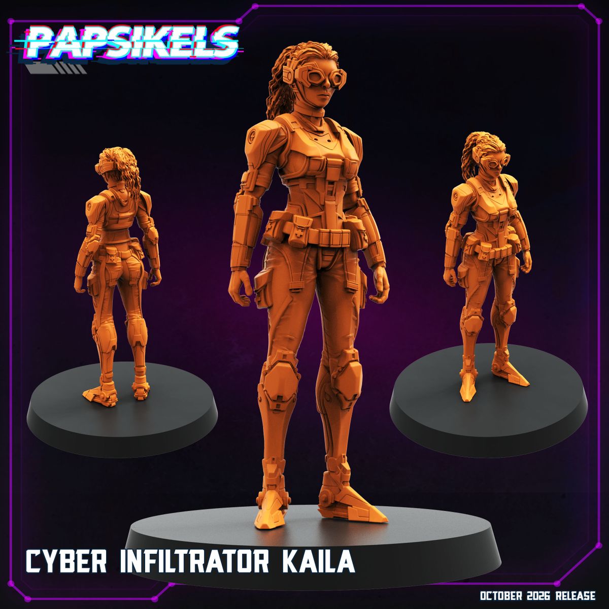 Cyber Infiltrator Kaila 32mm resin miniature by Papsikels