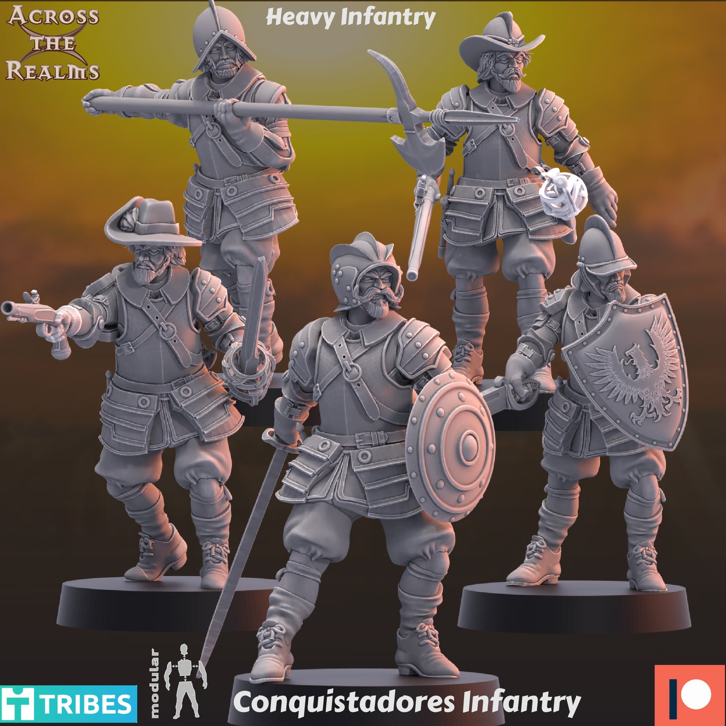 Conquistadores Heavy Infantry - set of 5 (Sculpted by Across the Realms)