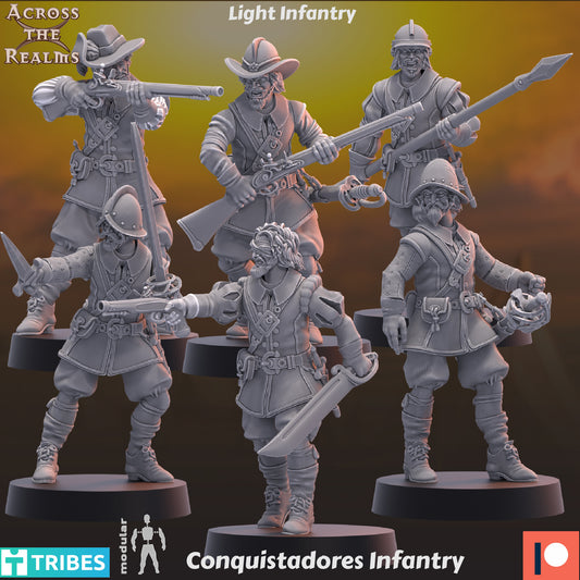 Conquistadores Light Infantry - set of 6 (Sculpted by Across the Realms)
