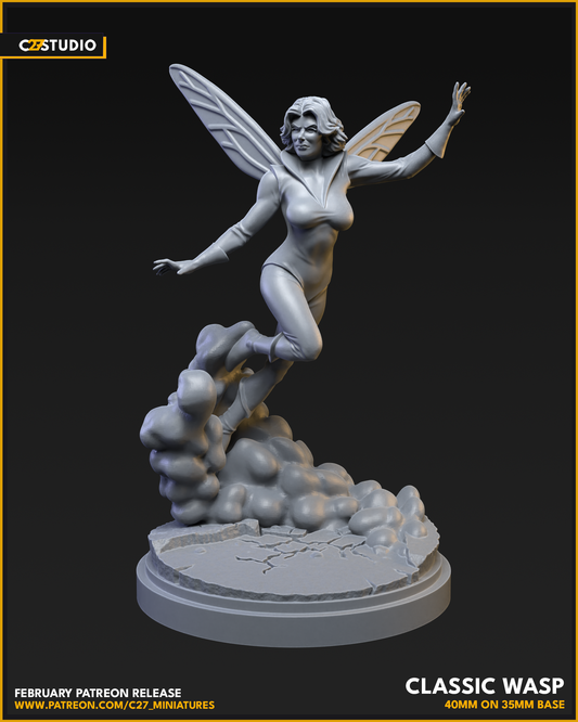 Classic Wasp 40mm on 35mm Base (Sculpted by C27 Studios) - 3D Printed Miniature