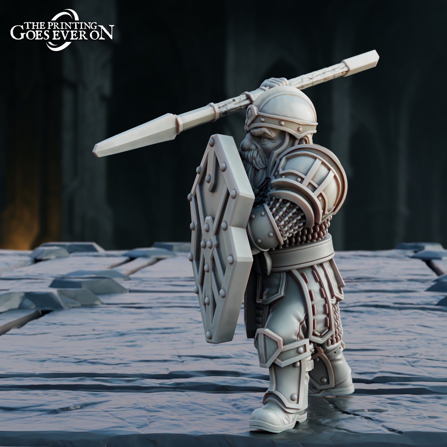 Steelvein Clan Dwarven Spearmen - set of 7 (Sculpted by The Printing Goes Ever On)