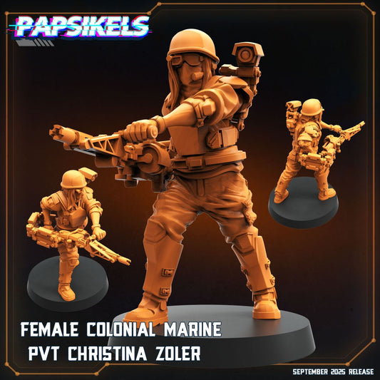 Smart Gunner Pvt Christina Zoler Colonial Marine 32mm resin miniature by Papsikels