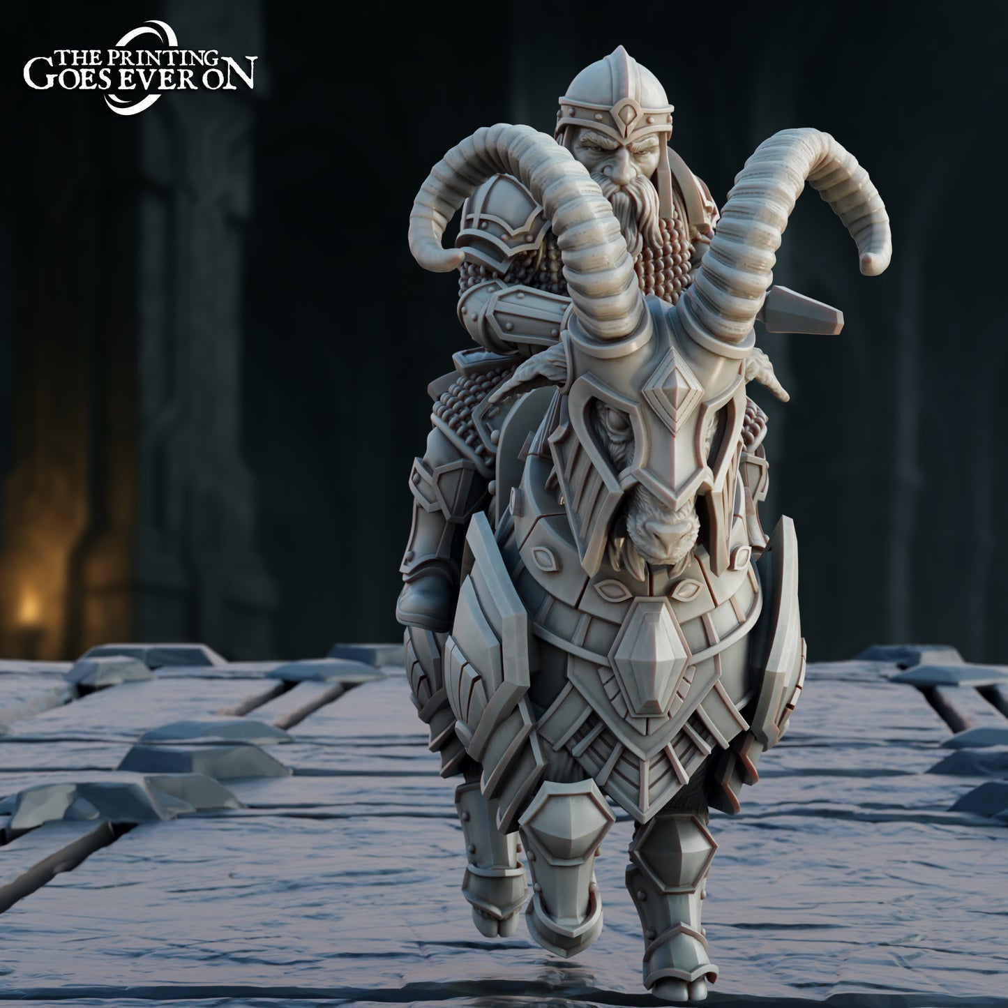 Steelvein Clan Dwarven Mountain Goat Riders - set of 3 (Sculpted by The Printing Goes Ever On)