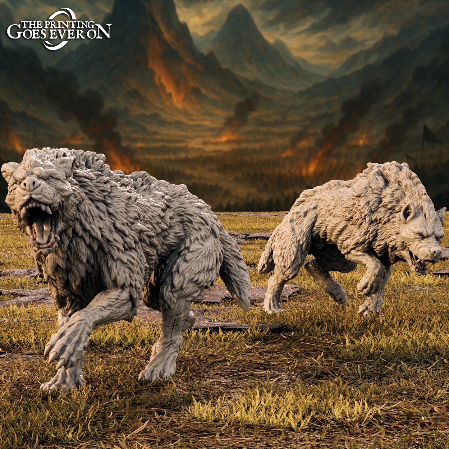 Fellwarg Beasts (Sculpted by The Printing Goes Ever On)