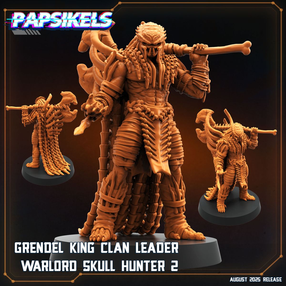 Grendel King Clan Leader Warlord Skull Hunter - Predator Fan Art (Sculpted by Papsikels)