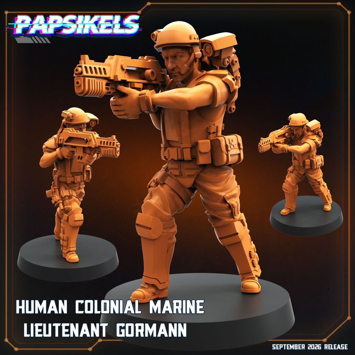 Lieutenant (Rifle) Colonial Marine 32mm resin miniature by Papsikels