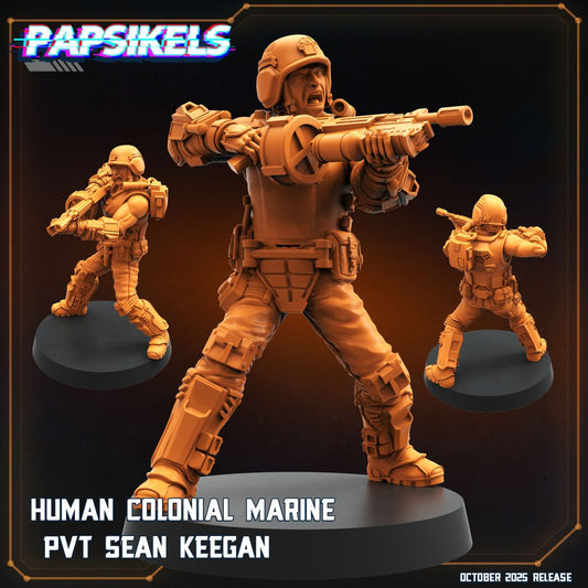 Pvt Sean Keegan Colonial Marine 32mm resin miniature by Papsikels