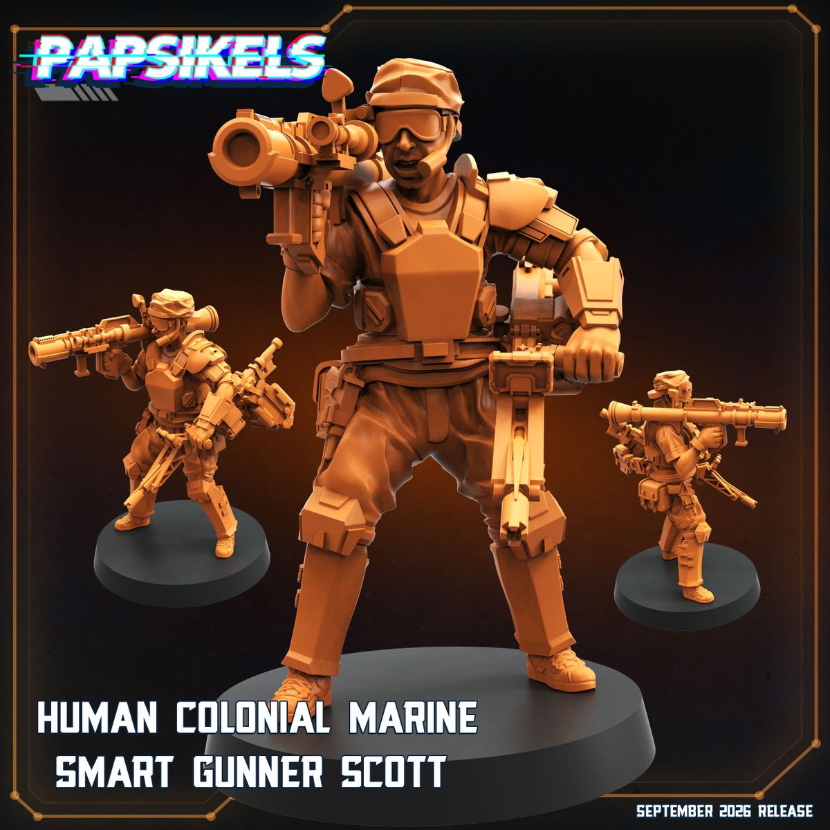 Smart Gunner Colonial Marine 32mm resin miniature by Papsikels