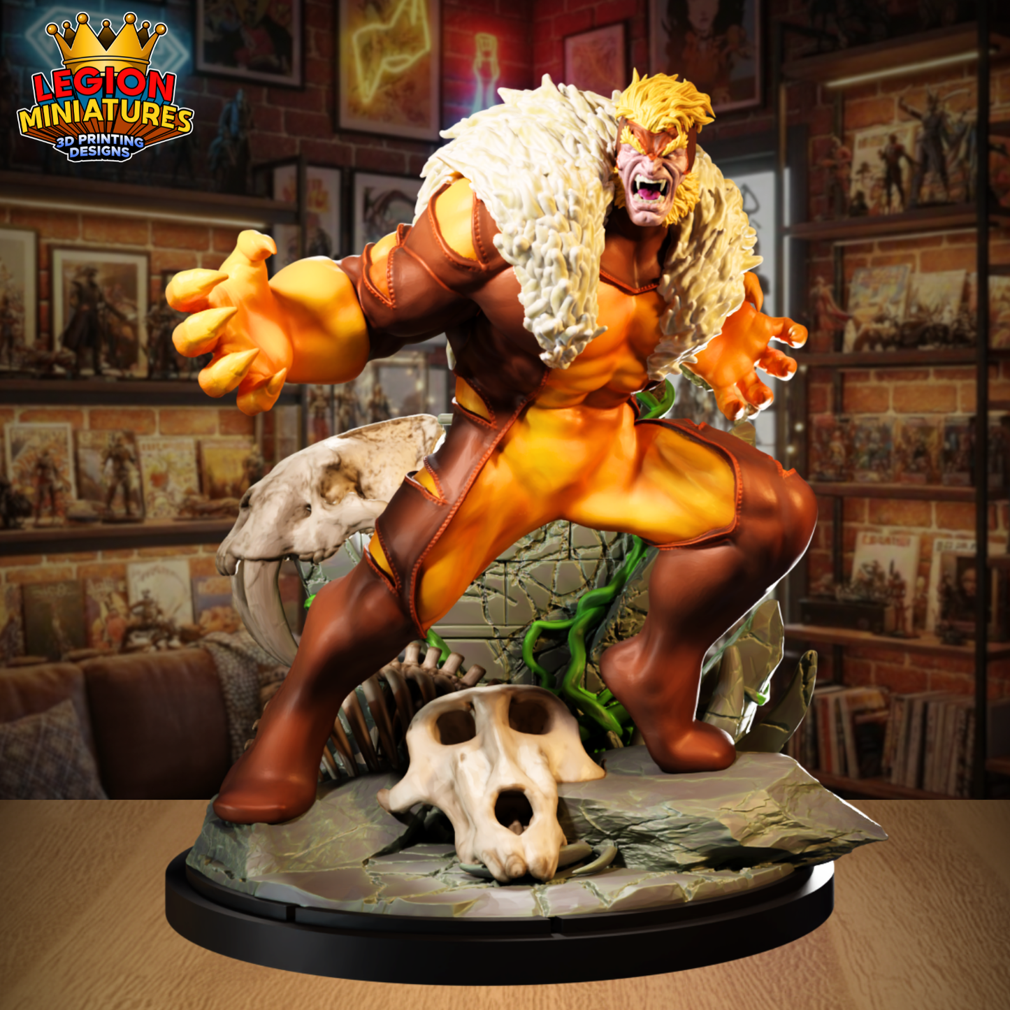 Feral Claw Berserker - Sabretooth) 40mm miniature (Sculpted by Legion Miniatures) - 3D Printed Miniature