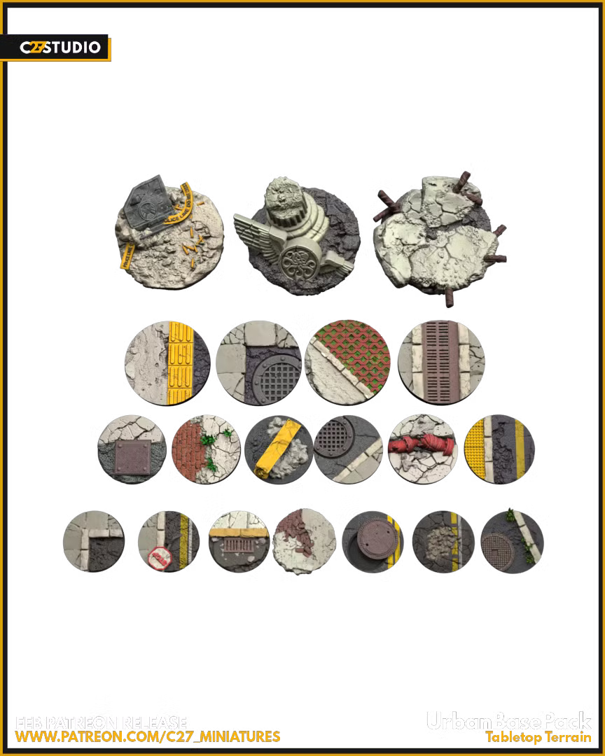 Ground Zero Urban Bases - Base Set - set of 20 (Sculpted by C27 Studios)
