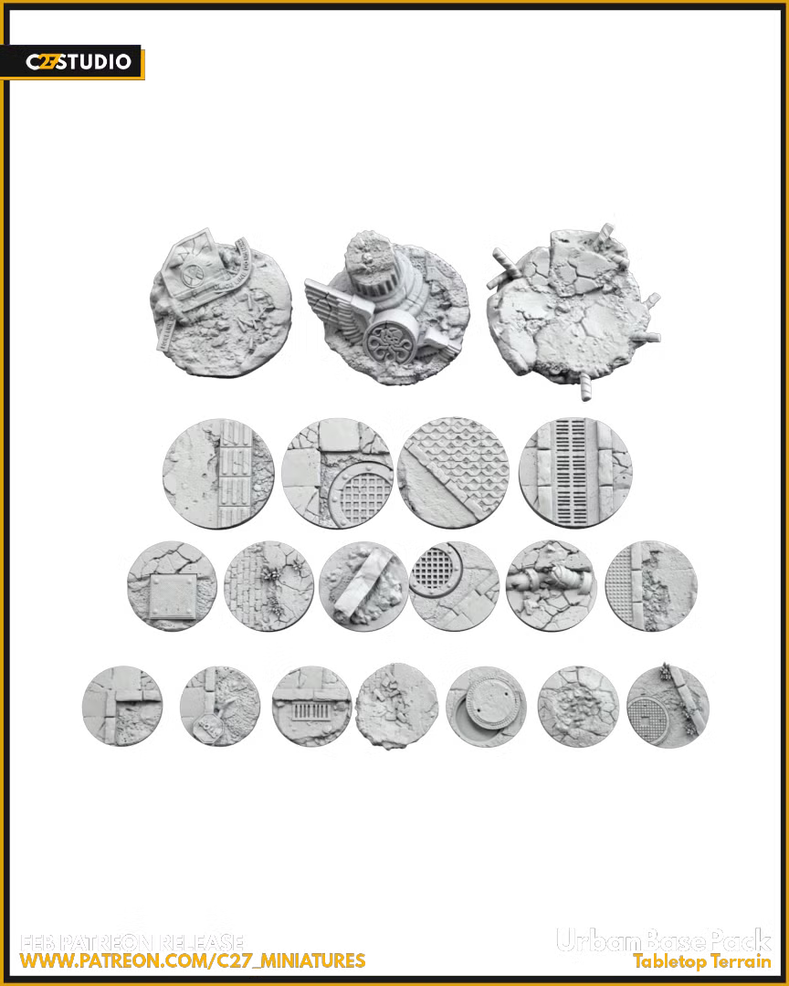 Ground Zero Urban Bases - Base Set - set of 20 (Sculpted by C27 Studios)