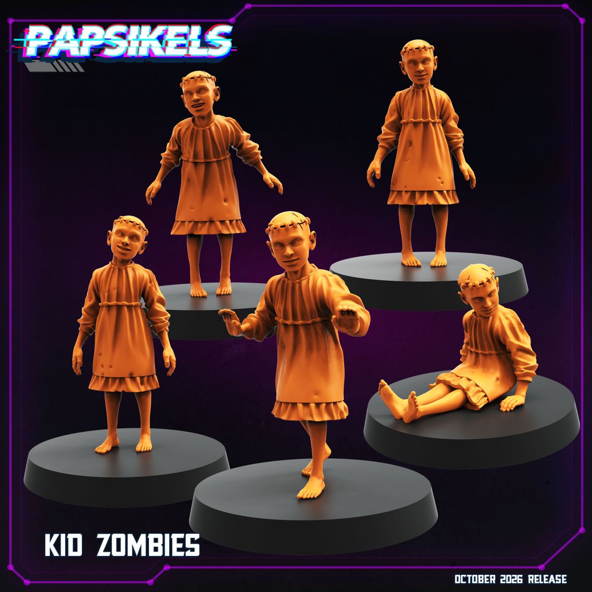 Kid Zombies (5) 32mm resin miniature by Papsikels