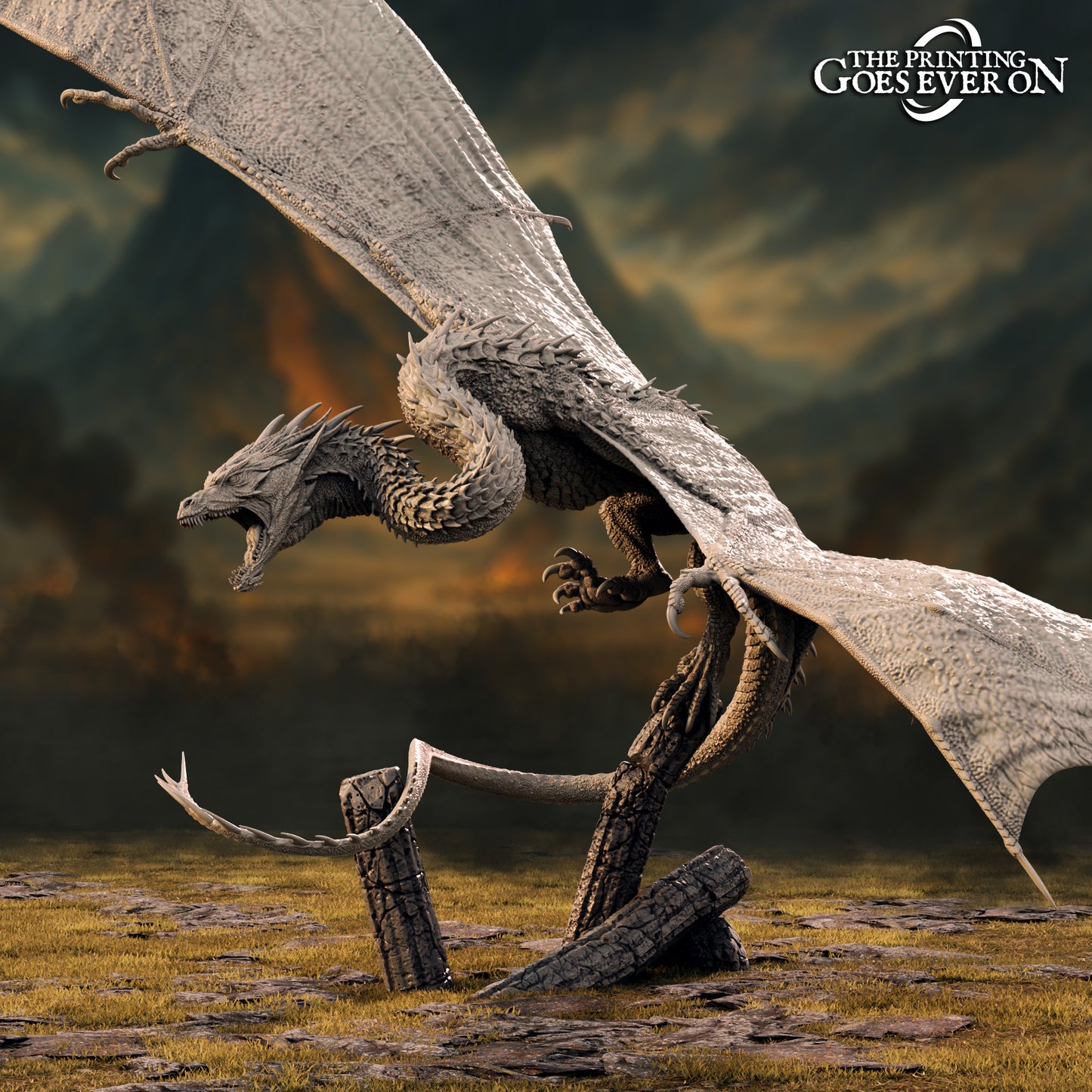 Selthrax Gargantuan Dragon - Two Poses (Sculpted by The Printing Goes Ever On)