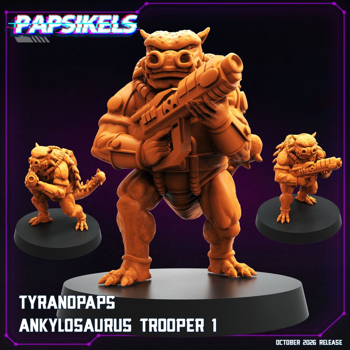 Ankylosaurus Troopers (5) 32mm resin miniature by Papsikels