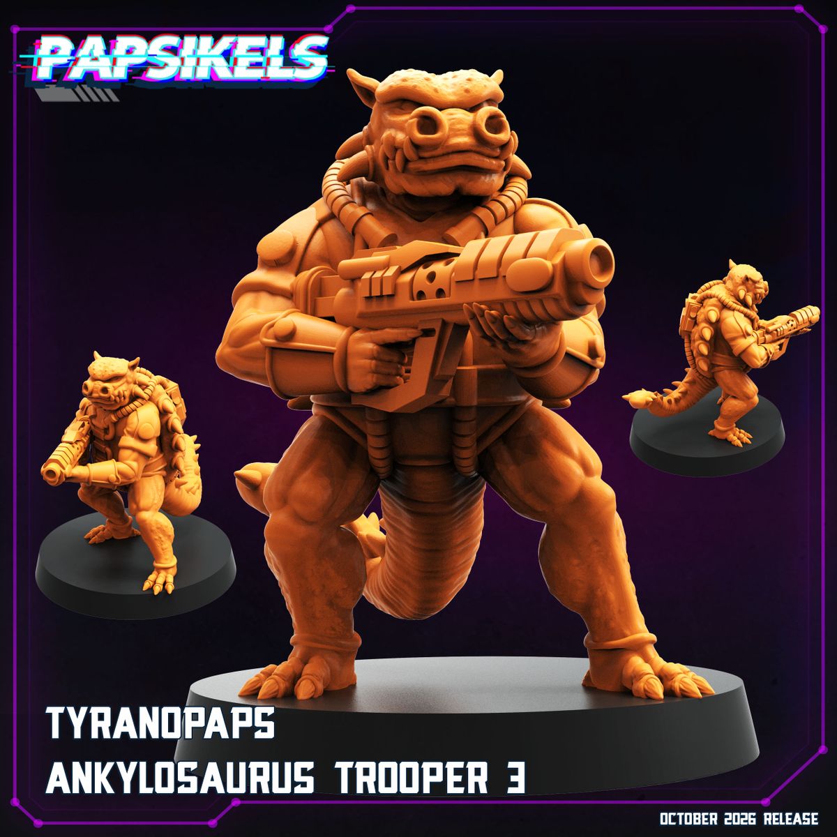 Ankylosaurus Troopers (5) 32mm resin miniature by Papsikels