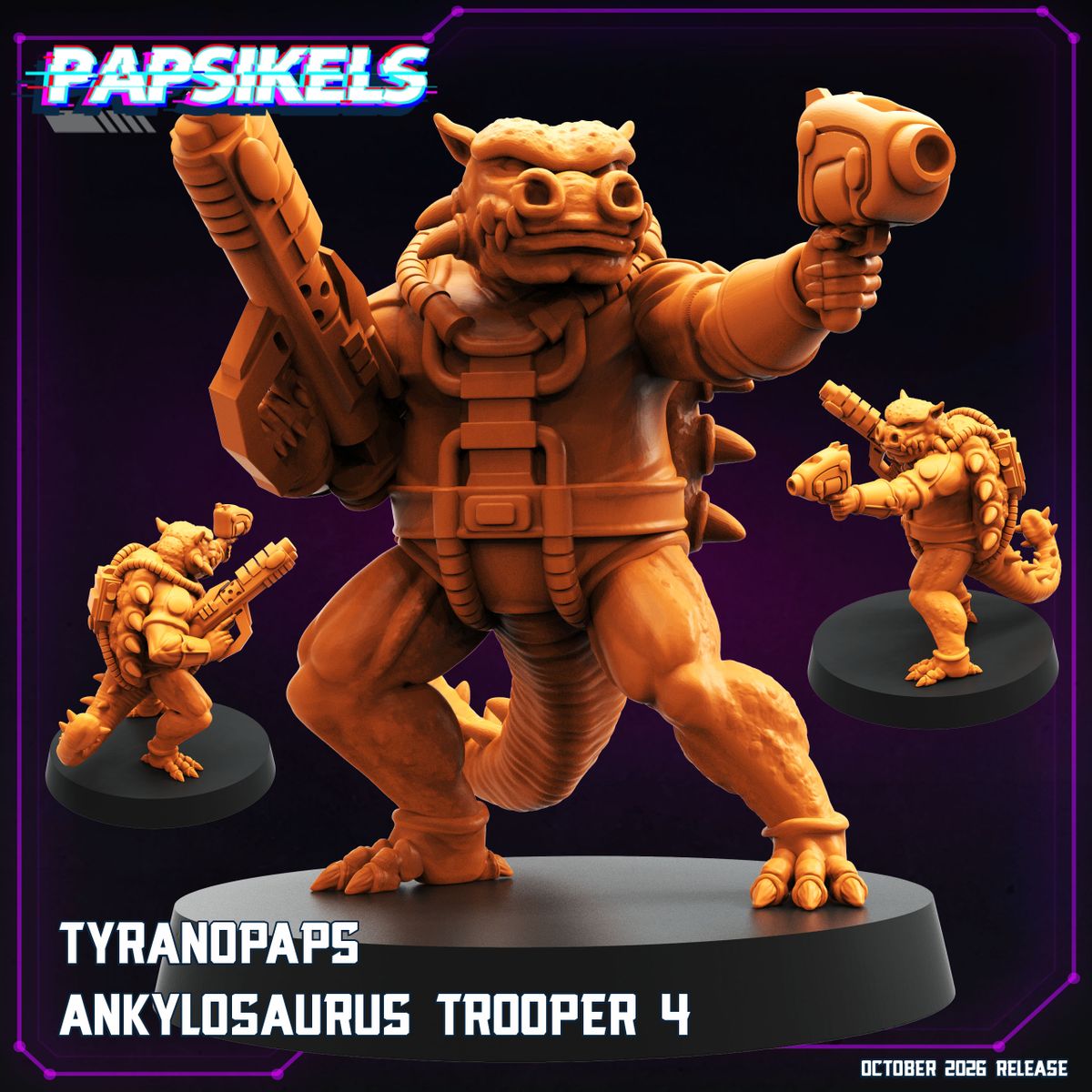 Ankylosaurus Troopers (5) 32mm resin miniature by Papsikels