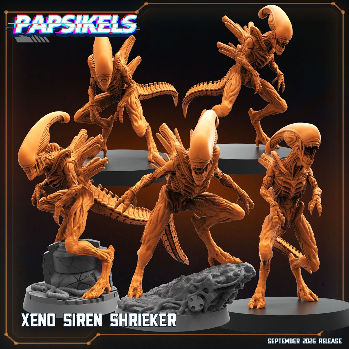 Xeno Siren Shrieker miniatures sculpted by Papsikels