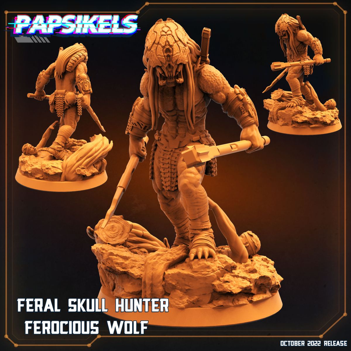 Feral Skull Hunter Ferocious Wolf - Predator Fan Art (Sculpted by Papsikels)