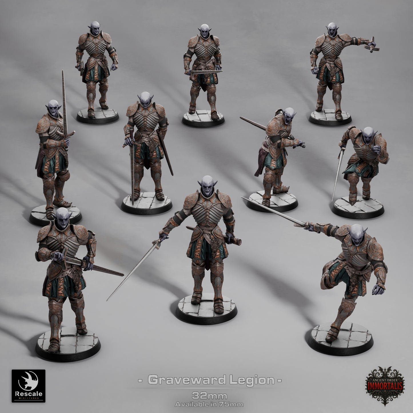 Graveward Legion - set of 10 (Sculpted by Rescale Miniatures) - 3D Printed Miniature