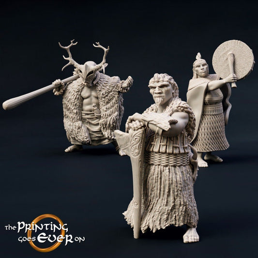 Woodwose Elders / Command Group (sculpted by The Printing Goes Ever On)
