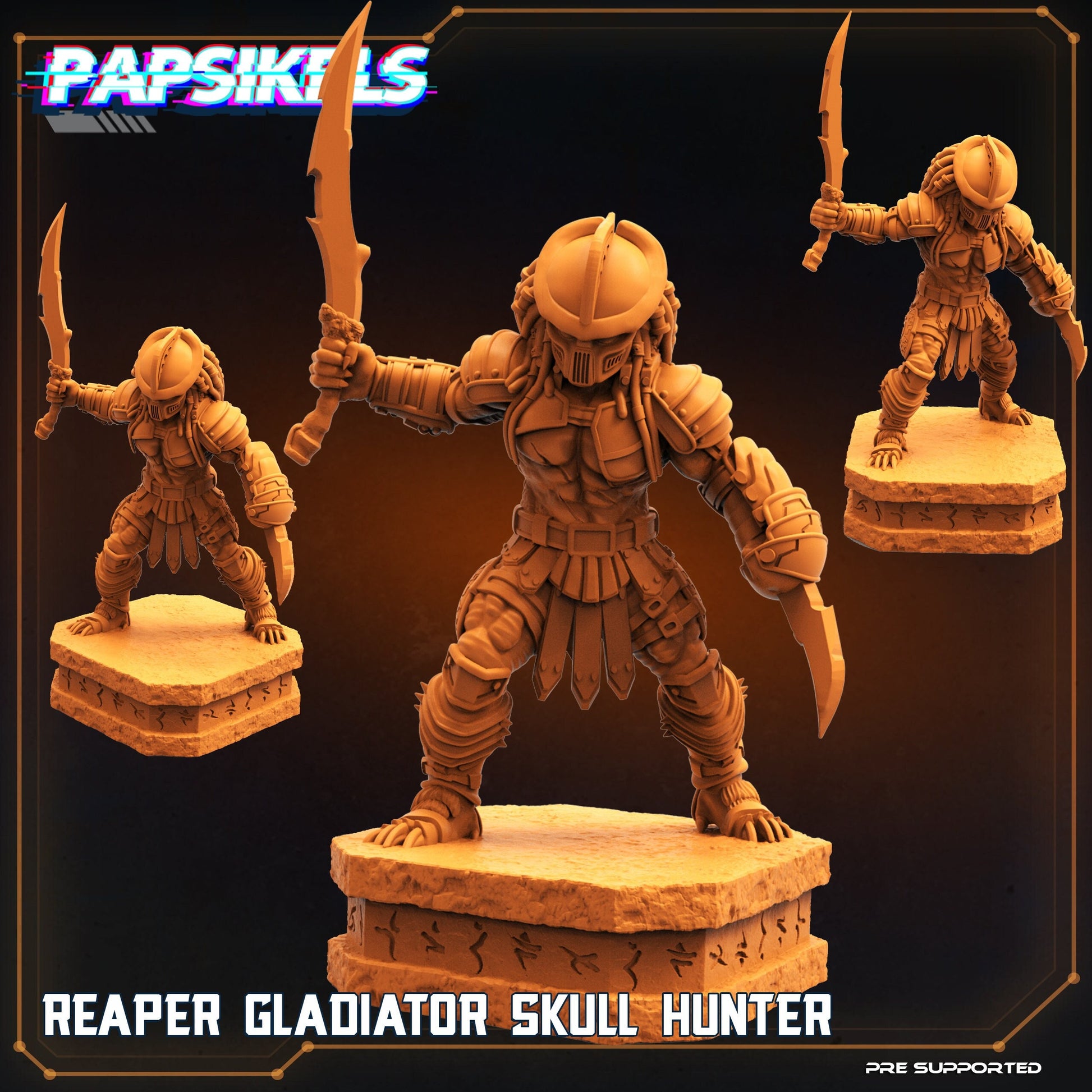 Reaper Gladiator Skull Hunter - Predator Fan Art (sculpted by Papsikels)