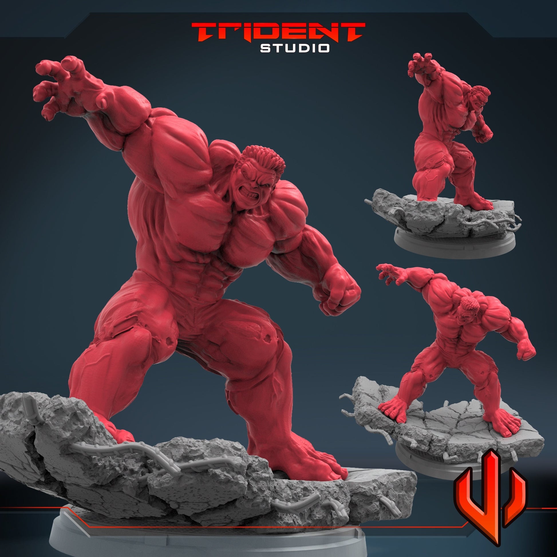 Red Hulk (Fan art sculpted by Trident Studio) (Crisis Protocol Proxy/Alternative)