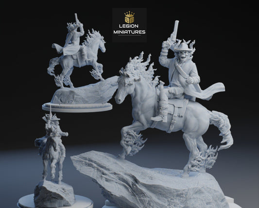 Western Ghost Rider - Fan Art 40mm Miniature (Sculpted by Legion Miniatures) (Crisis Protocol Proxy/Alternative)